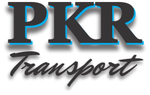 PKR Transport Logo Black and Blue. with Drop shadow in grey